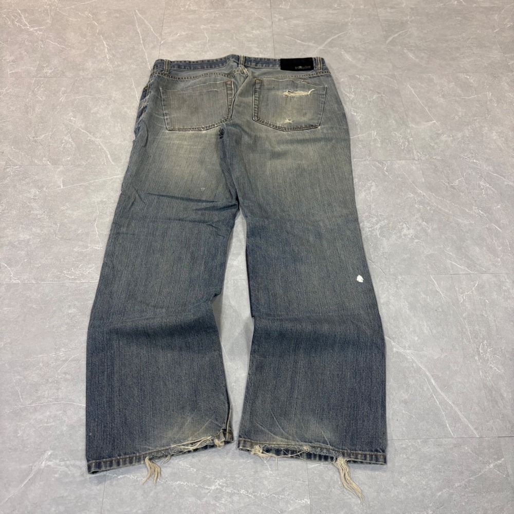 Tony Hawk Mens Slim Distressed Denim Jeans Blue 36x32 Skateboarding Streetwear